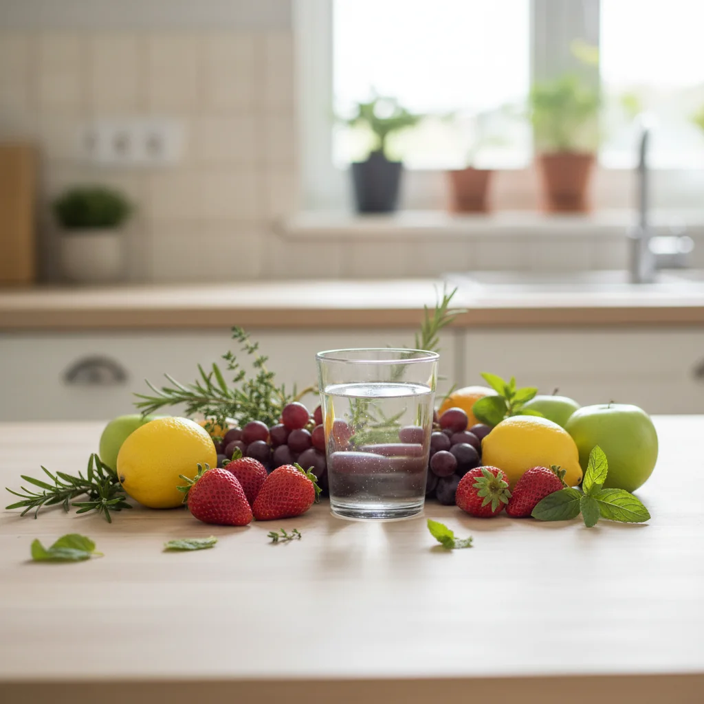 Modernes Home-Office mit Kaffee und Ernährungsbüchern